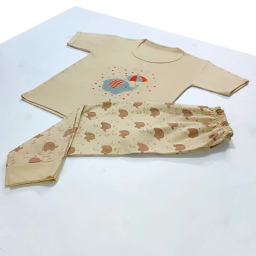 ست تیشرت و شلوار دخترانه مدل فیل کد 4068 رنگ کرم