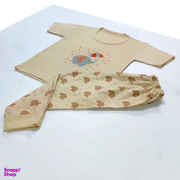 ست تیشرت و شلوار دخترانه مدل فیل کد 4068 رنگ کرم