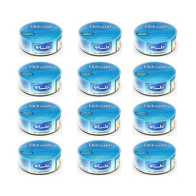 کنسرو ماهی مارلین در روغن دلسانو وزن 180 گرم بسته 12 عددی