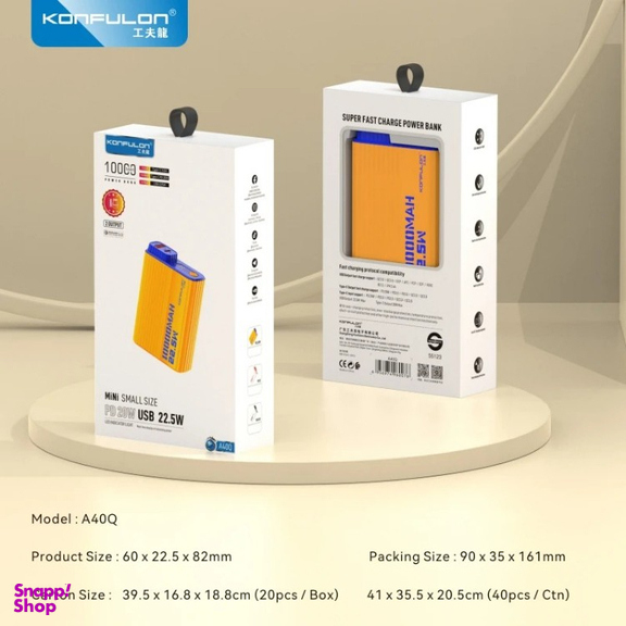 پاوربانک کانفلون مدل A40Q ظرفیت 10000 میلی آمپر ساعت