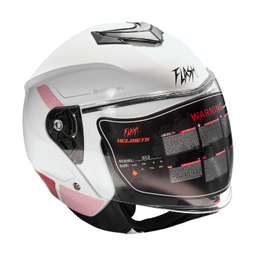 کلاه کاسکت بدون فک فلش مدل 852 glossy pink-white