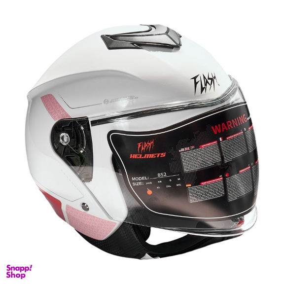 کلاه کاسکت بدون فک فلش مدل 852 glossy pink-white