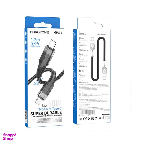 کابل USB-C بروفون مدل BU35 60W طول 120 سانتی متر