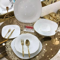 سرویس غذاخوری 26 پارچه 6 نفره گلدن اوپال مدل کارین لب طلا