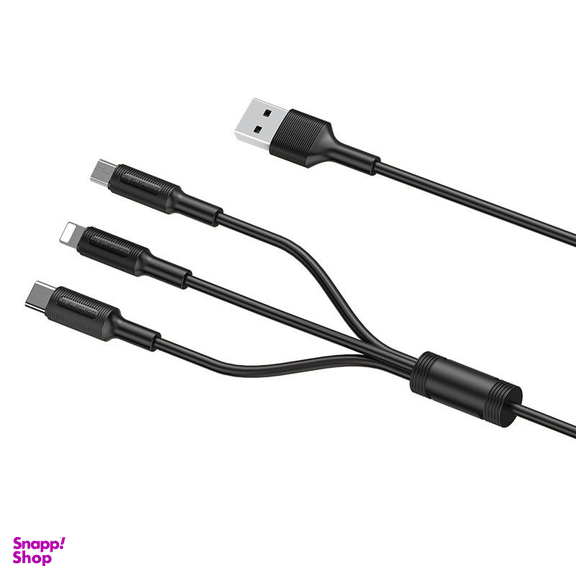 کابل تبدیل USB به microUSB  / لایتنینگ  / USB-C کاجیتل مدل 3in1 طول 1.2 متر