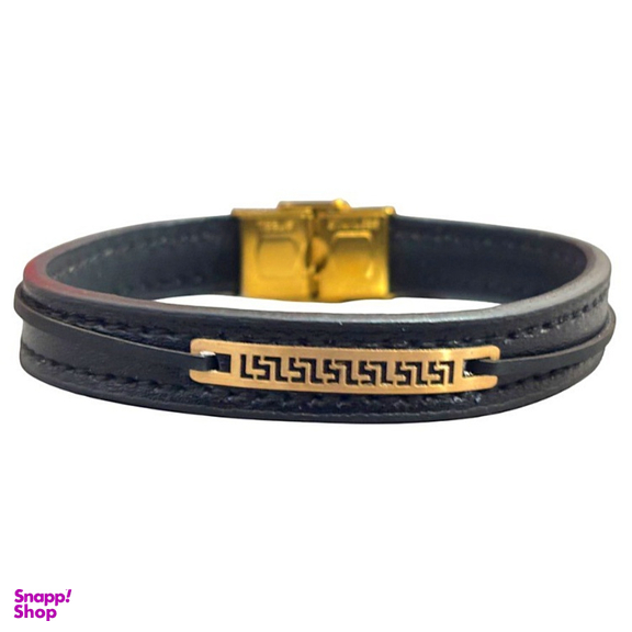 دستبند چرم و طلا 18 عیار مردانه کد 2702