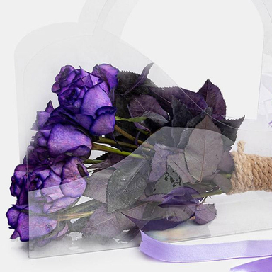 باكس گل طبیعی طلقي رز هلندی بنفش