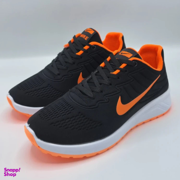 کفش پیاده روی مردانه طرح نایکی مدل شیکاگو رنگ مشکی نارنجی
