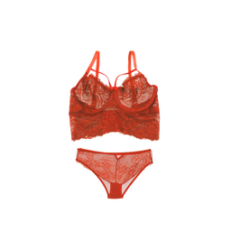 ست شورت و سوتین بلند دانتل فنردار تیریتی (TRT) کد 610 رنگ قرمز