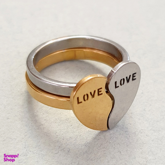 انگشتر زنانه مدل قلب طرح Love کد RG01 بسته 2 عددی