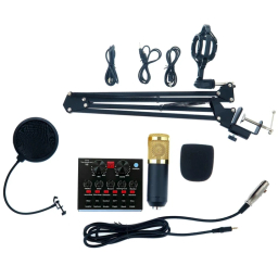 پک میکروفون دراگون ساند مدل Bm800 و کارت صدای اکسترنال V8 مجموعه 2 عددی