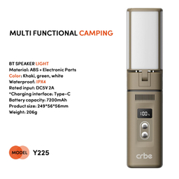 چراغ قوه و اسپیکر بلوتوثی قابل حمل کربی مدل Y225 POWERBANK