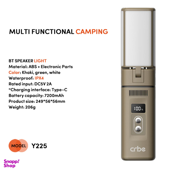 چراغ قوه و اسپیکر بلوتوثی قابل حمل کربی مدل Y225 POWERBANK