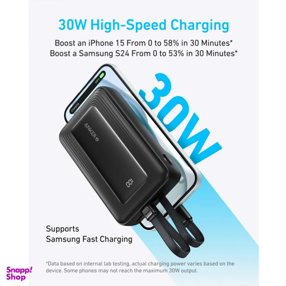 پاوربانک انکر مدل A1681 ظرفیت 20000 میلی آمپر ساعت به همراه کابل لایتنیگ و USB Type-C
