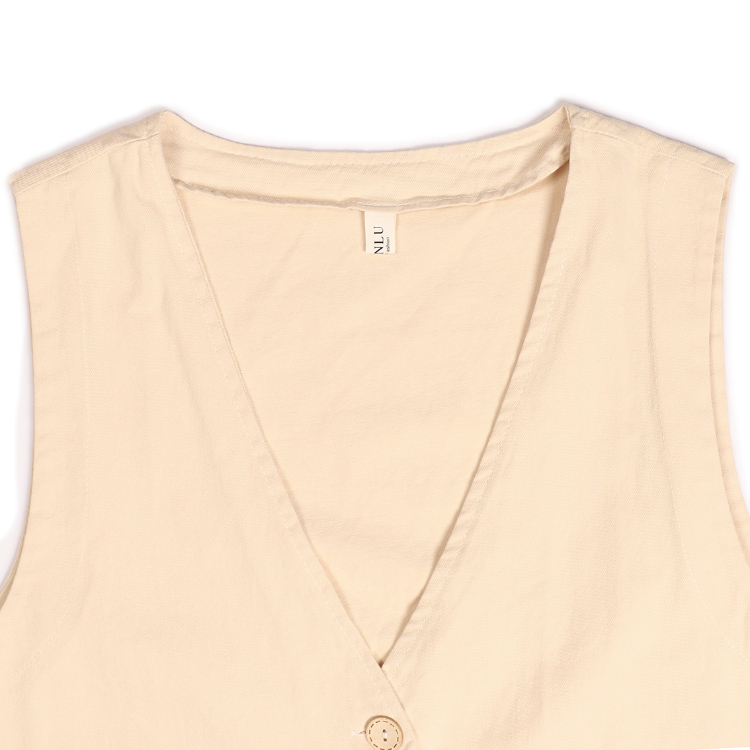 جلیقه رسمی زنانه مدل اطلس رنگ کرم