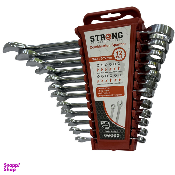 آچار یکسر تخت و یکسر رینگی استرانگ مدل SMT-STRONG-12PCS-22MM مجموعه 12 عددی