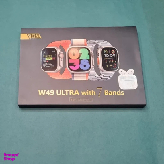 ساعت هوشمند ورنا مدل W49 Ultra مجموعه 7 بندی به همراه هندزفری مدل Airpod Pro