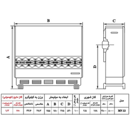 بخاری گازی نیک کالا مدل مرجان MN12
