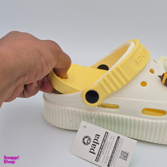 صندل بچگانه پاپا مدل کراکس کد 25335 رنگ کرم زرد