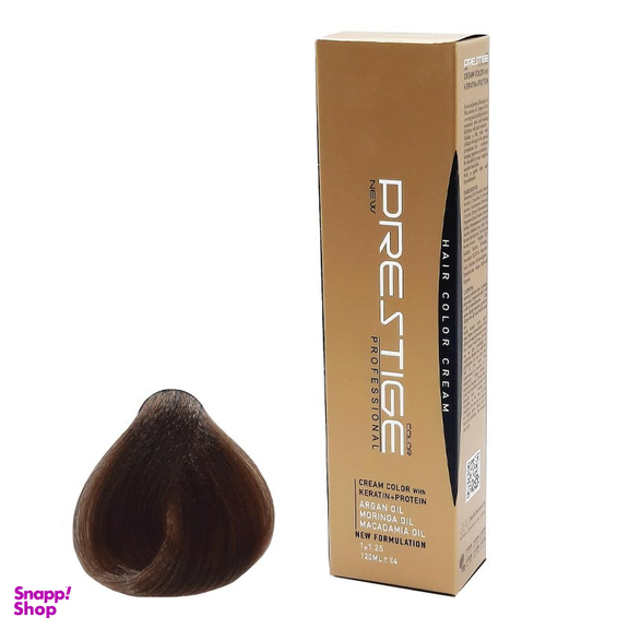 رنگ مو نیو پرستیژ کالر سری فندقی شماره 7.65 حجم 120 میلی لیتر رنگ بلوند فندقی متوسط