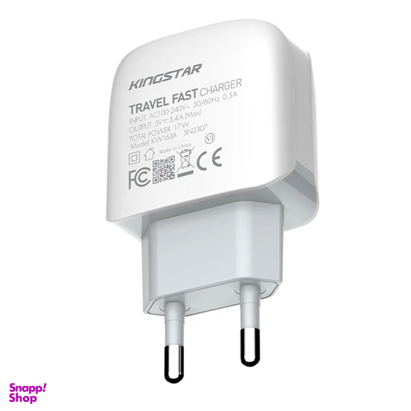 شارژر دیواری 17 وات کینگ استار مدل KW163A PD به همراه کابل MicroUSB