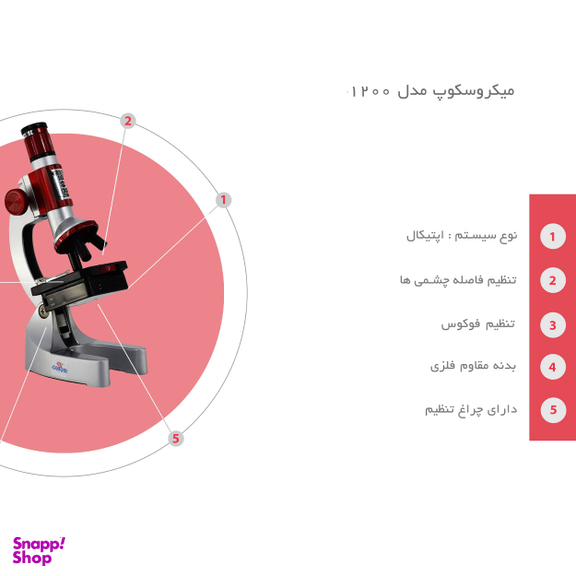 میکروسکوپ کامار مدل دانش آموزی 1200 برابر به همراه کیف