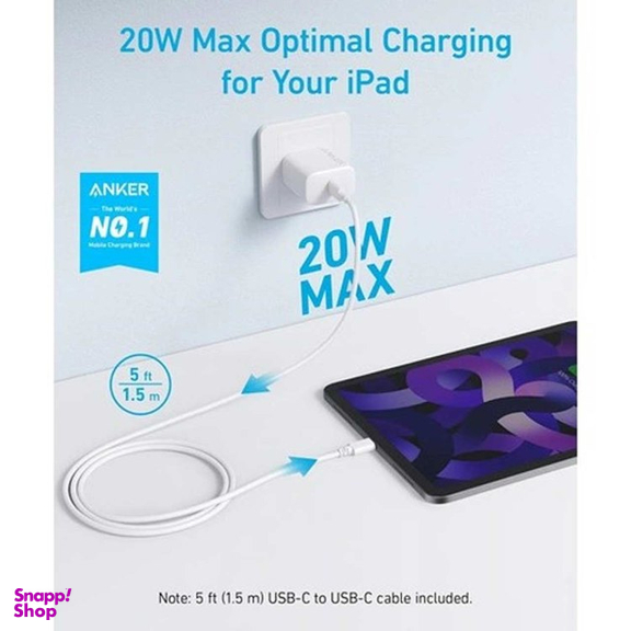 شارژر دیواری انکر مدل B2347 PD 20W به همراه کابل Type-C