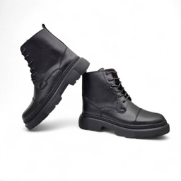 نیم بوت طبی مردانه چرم ریباری مدل Z27 رنگ مشکی