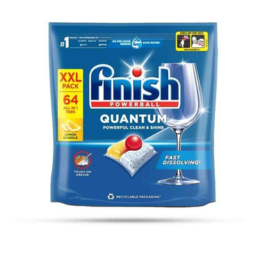 قرص ماشین ظرفشویی فینیش مدل Quantum XXL PACK رایحه لیمو بسته 64 عددی