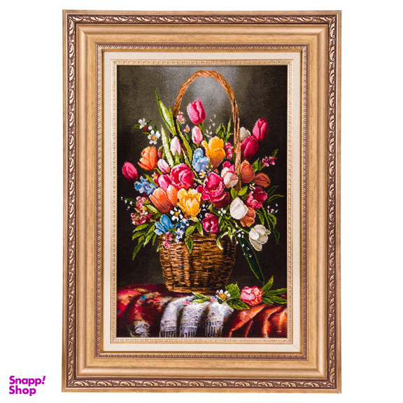 تابلو فرش دستباف سی پرشیا مدل گل در سبد حصیری کد 903806