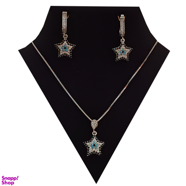 نیم ست نقره 925 مدل ستاره چشم نظر سپیدار کد s03