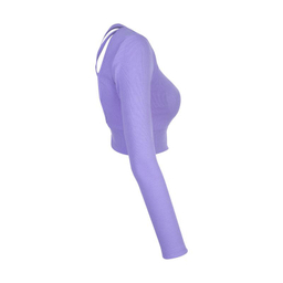 کراپ تیشرت آستین بلند زنانه ناتوسا مدل NT781-8 رنگ یاسی