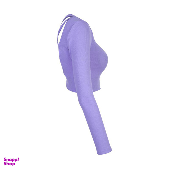 کراپ تیشرت آستین بلند زنانه ناتوسا مدل NT781-8 رنگ یاسی
