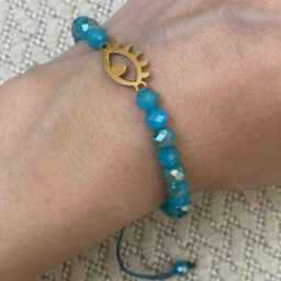 دستبند طلا 18 عیار زنانه مدل سنگی طرح چشم