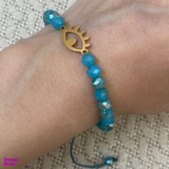 دستبند طلا 18 عیار زنانه مدل سنگی طرح چشم