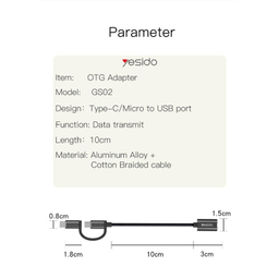 مبدل OTG USB-C به microUSB یسیدو مدل GS02