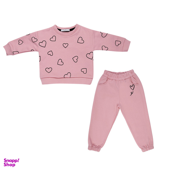 ست سویشرت آستین بلند و شلوار دخترانه فیورلا مدل قلب کد 35520