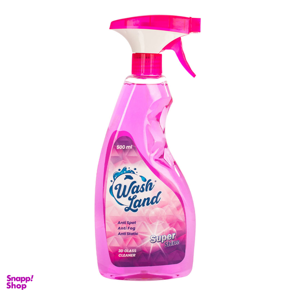 شیشه پاک کن ضد الکتریسیته ساکن صورتی واش لند حجم ۵۰۰ میلی لیتر