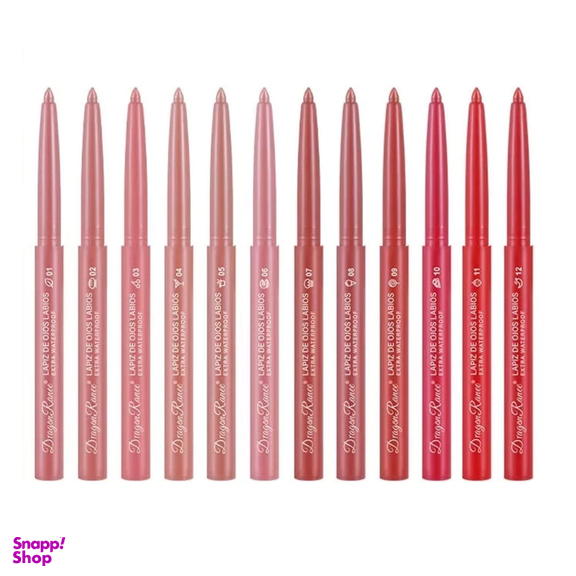 مداد لب دراگون رانی مدل waterproof مجموعه 12 عددی