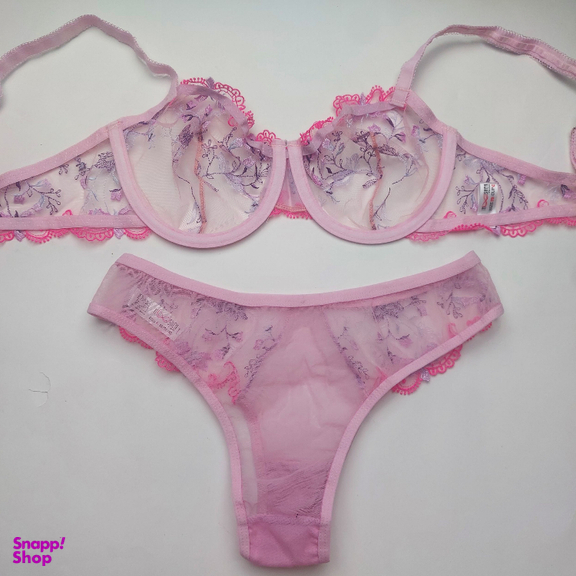 ست شورت و سوتین زنانه نوشه پوش مدل فنردار توری کد 88827 رنگ یاسی