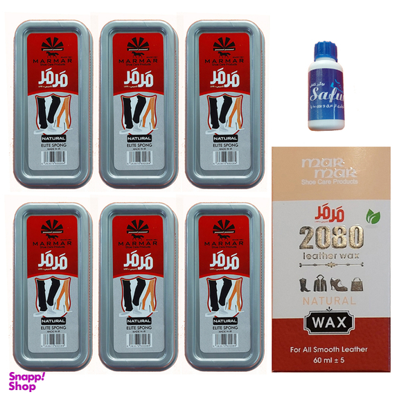 واکس کفش بی رنگ مرمر مدل 2080 به همراه ابری مگا مرمر بی رنگ و بوگیر کفش