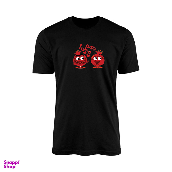 تیشرت آستین کوتاه زنانه مدل TZ10 طرح یلدا رنگ مشکی