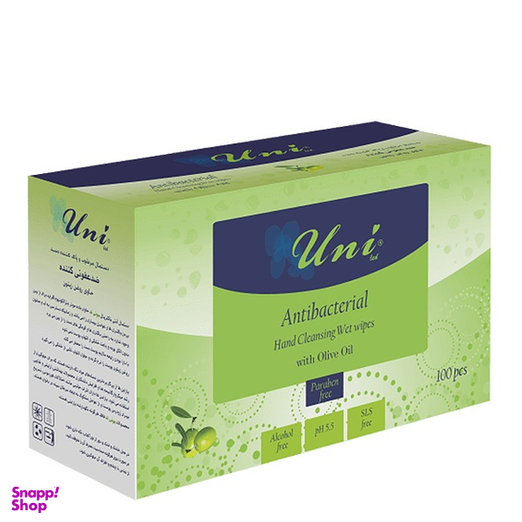 دستمال مرطوب ضدعفونی کننده یونی لد مدل روغن زیتون بسته ۱۰۰ عددی