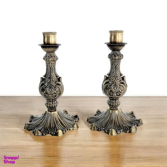 جاشمعی برنجی طرح آنتیک مجموعه 2 عددی