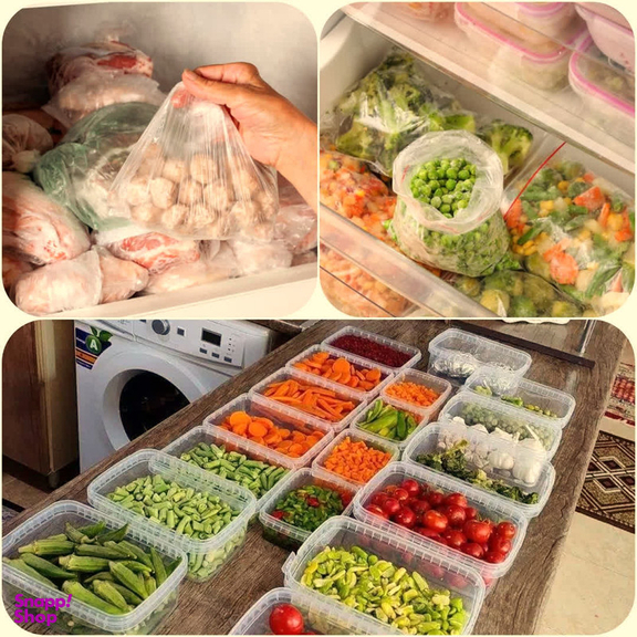 ظرف فريزری و مايكروويوی پولاد پویش مدل پلمپ شونده كد 1000cc بسته 12 عددي