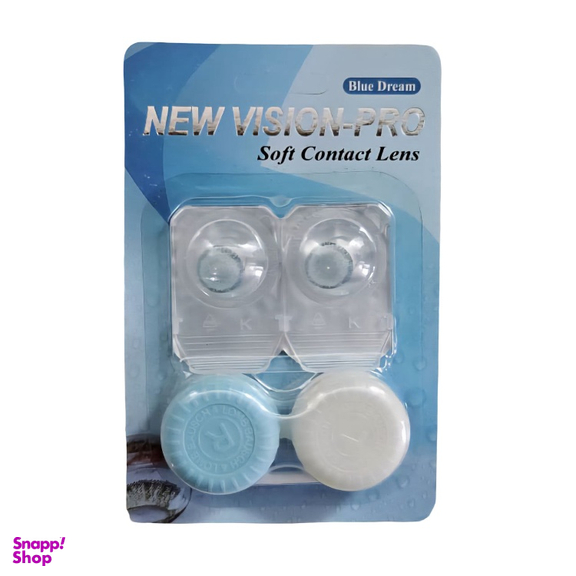 لنز چشم پرو نیو ویژن شماره 14 رنگ آبی دور مشکی به همراه جای لنز