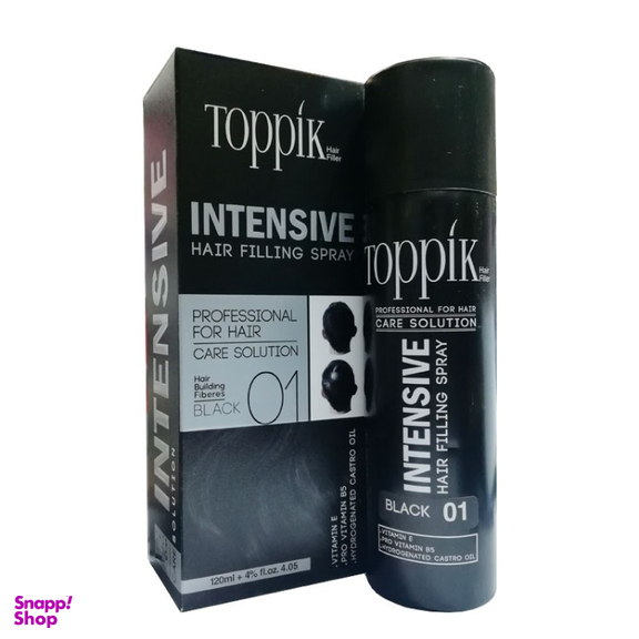 اسپری پرپشت کننده مو تاپیک هیر فیلر مدل Intensive شماره 01 حجم 120 میلی لیتر رنگ مشکی