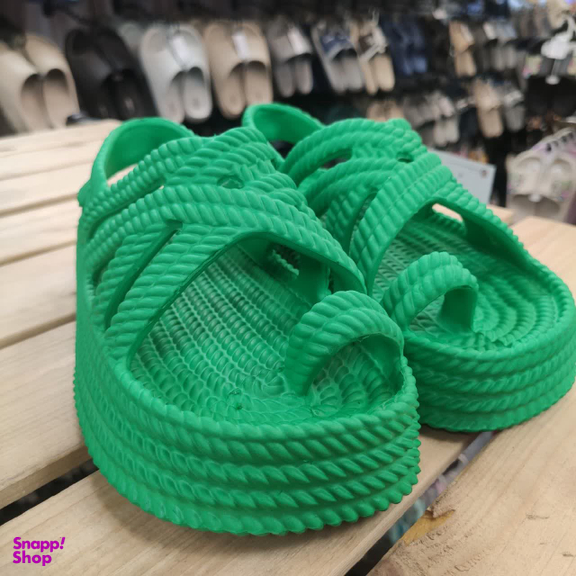 دمپایی دخترانه زیتون مدل ساحلی رنگ سبز