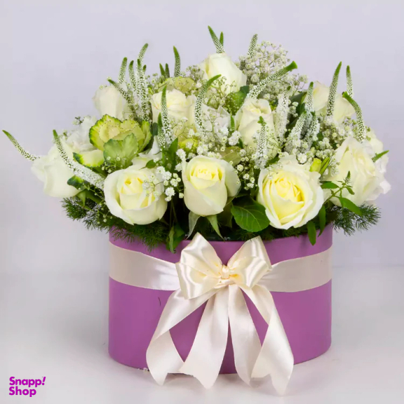 باکس گل طبیعی گل باختر مدل رز هلندی کد 19477