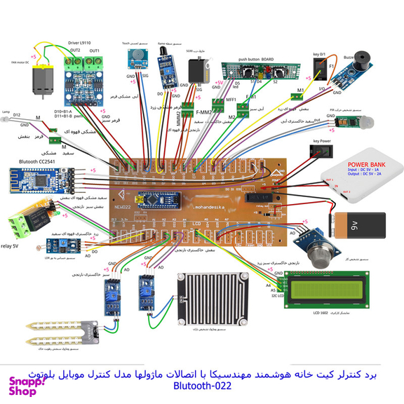 ماکت آموزشی مهندسیکا مدل خانه هوشمند کنترل موبایل Blutooth-022